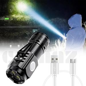 Mini LED Torch – Portable Pocket Light, Child Camping, Emergency, Travel, Hiking Torch, Portable LED Flashlight Rechargeable Zoom Flashlights Plastic body