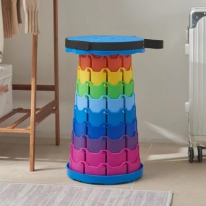 Portable Telescopic Stool Lightweight Collapsible Folding Seat For Camping Fishing Hiking And Outdoor Activities With Adjustable Height (Random Color)