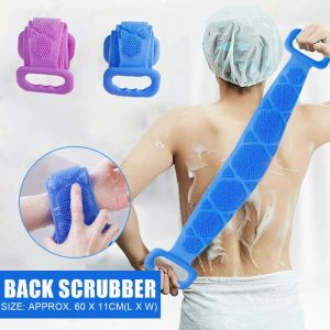 Single Side Silicone Bath Towel Scrubber – Soft Body Cleaning Brush – 27 inch (Random Color)