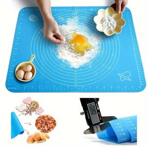 Silicone Baking Roti Mat With Measurements – Heat Resistant Non-Stick Flour Rolling & Kneading Dough Pad | Size 50×40 (Random Color)