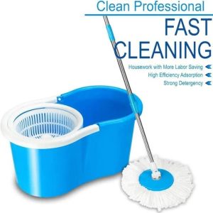 360° Rotating Spin Mop with Bucket – 2 Microfiber Cloth Refill Included (Extendable and Retractable)